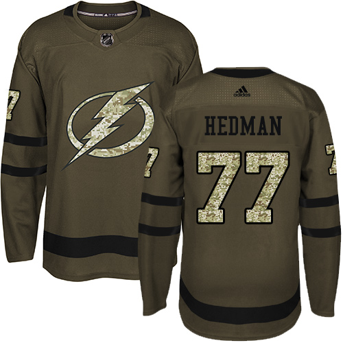 Adidas Lightning #77 Victor Hedman Green Salute to Service Stitched Youth NHL Jersey